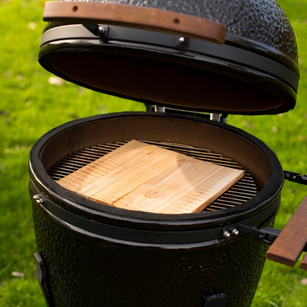 Barbecue au charbon de bois avec cuve et couvercle en céramique