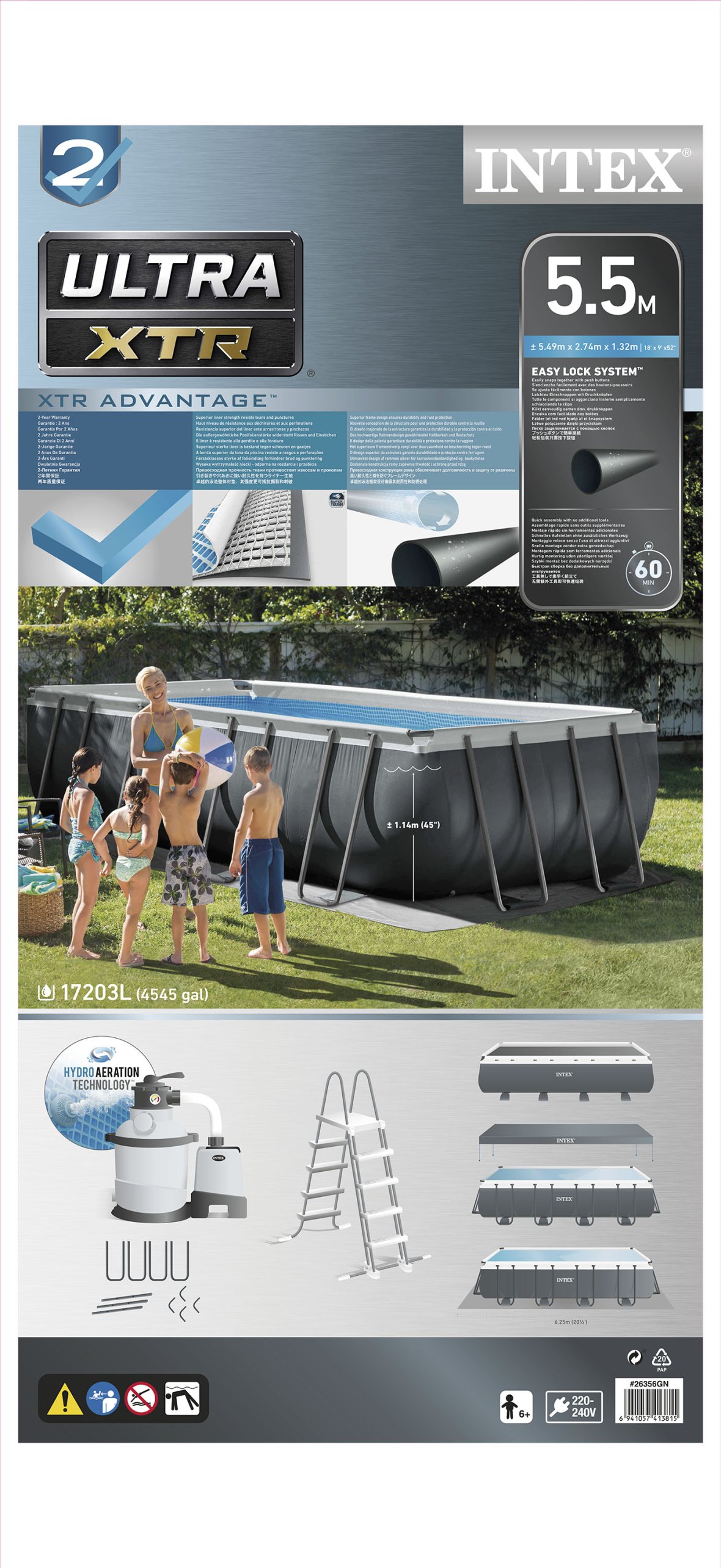 Kit complet piscine à cadre Intex Ultra XTR - 549 x 274 x 132 cm