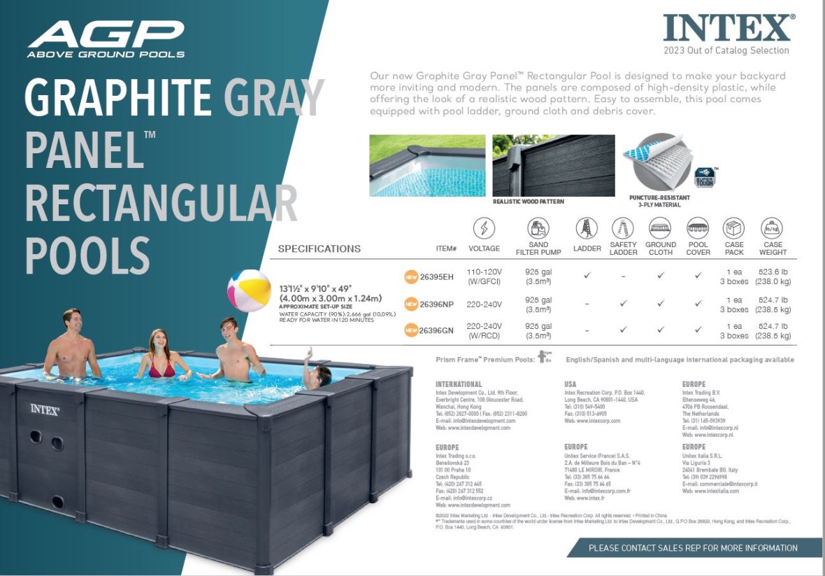 Piscine Intex Graphite Grey Panel set complet - 400 x 300 x 124 cm	