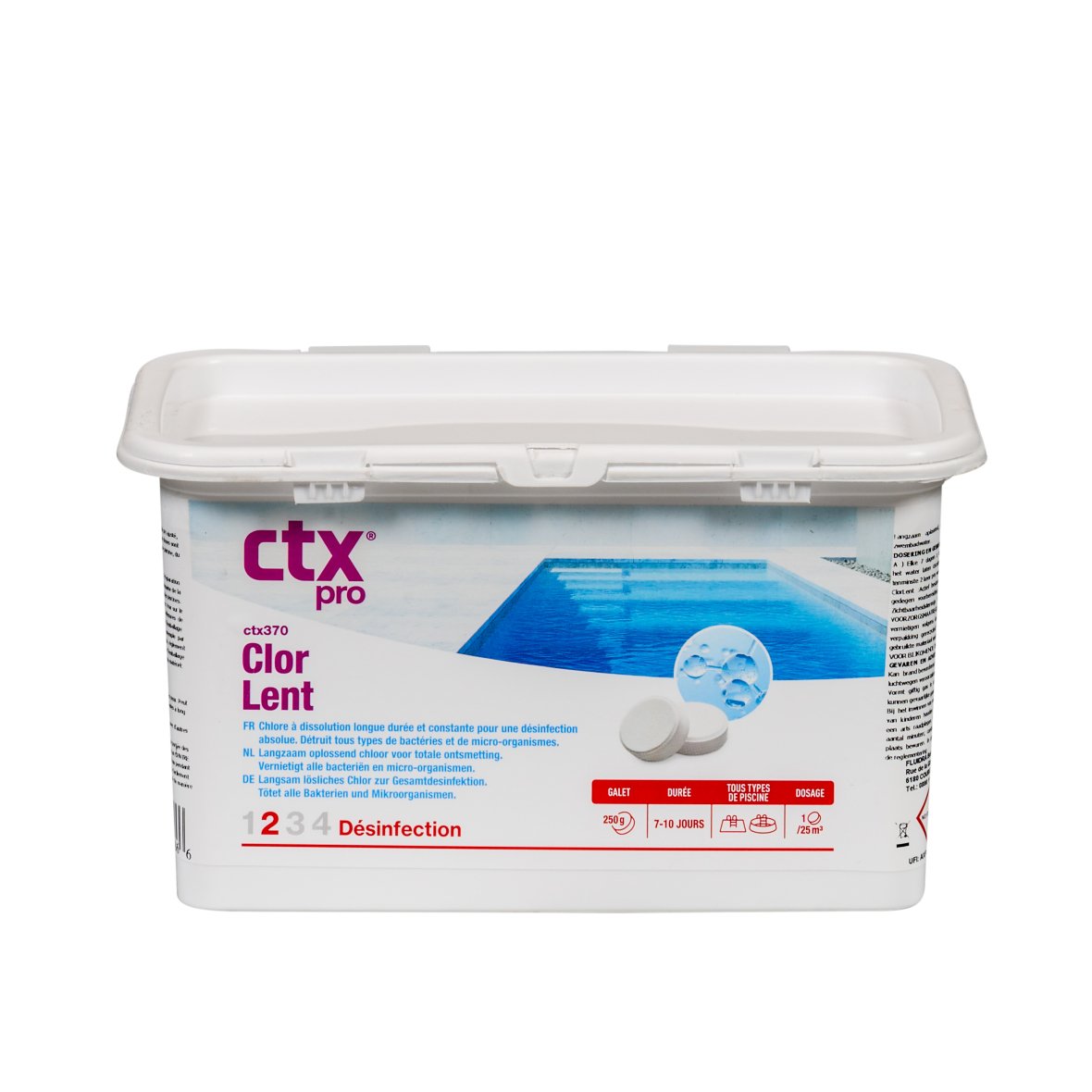 Tablettes de chlore à action lente 250g 1kg ctx373