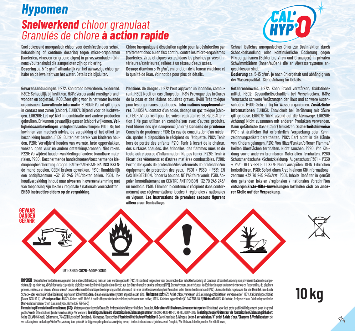 Cal'hypo granulés de chlore 10 kg