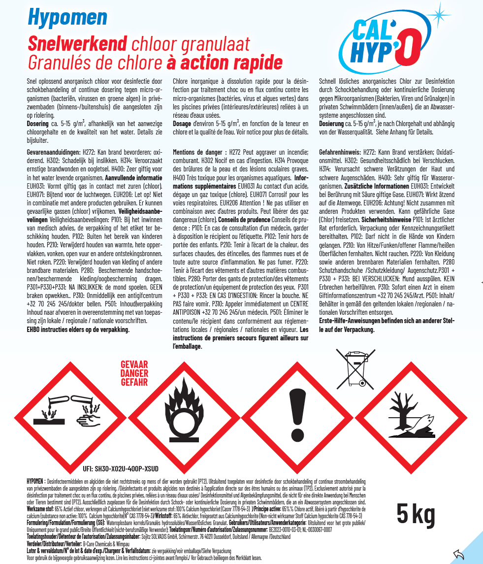 Cal'hypo granulés de chlore 5 kg