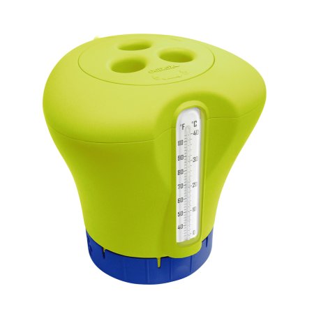 Flotteur de dosage de chlore avec thermomètre Vert