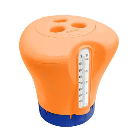 Flotteur de dosage de chlore avec thermomètre Orange